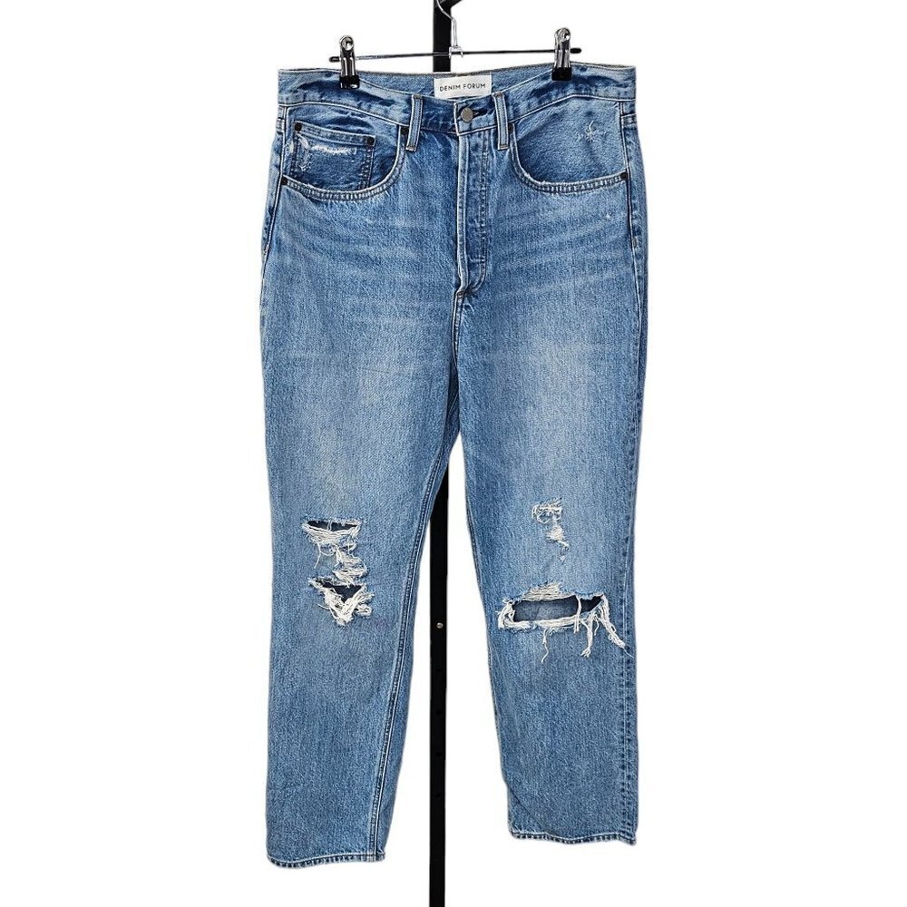 Denim Forum The Joni High Rise Loose Jeans Size 31 High Rise Button Fly Blue